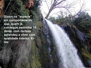 Dizem os "experts" 
em comportamento 
que, quem já 
consegue assimilar 10 
delas, com certeza 
aprendeu a viver com 
qualidade interior. Ei-las: 
 