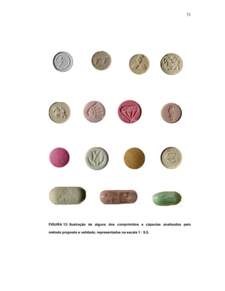 71




FIGURA-13:-Ilustração de alguns dos comprimidos e cápsulas analisados pelo

método proposto e validado, representados na escala 1 : 0,5.
 