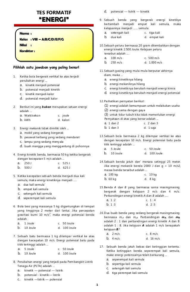 Tes Formatif Energi