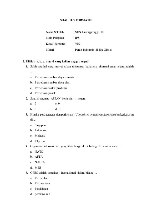 Tes Formatif Adalah Contoh Tes Sumatif Dan Formatif - Guru Paud