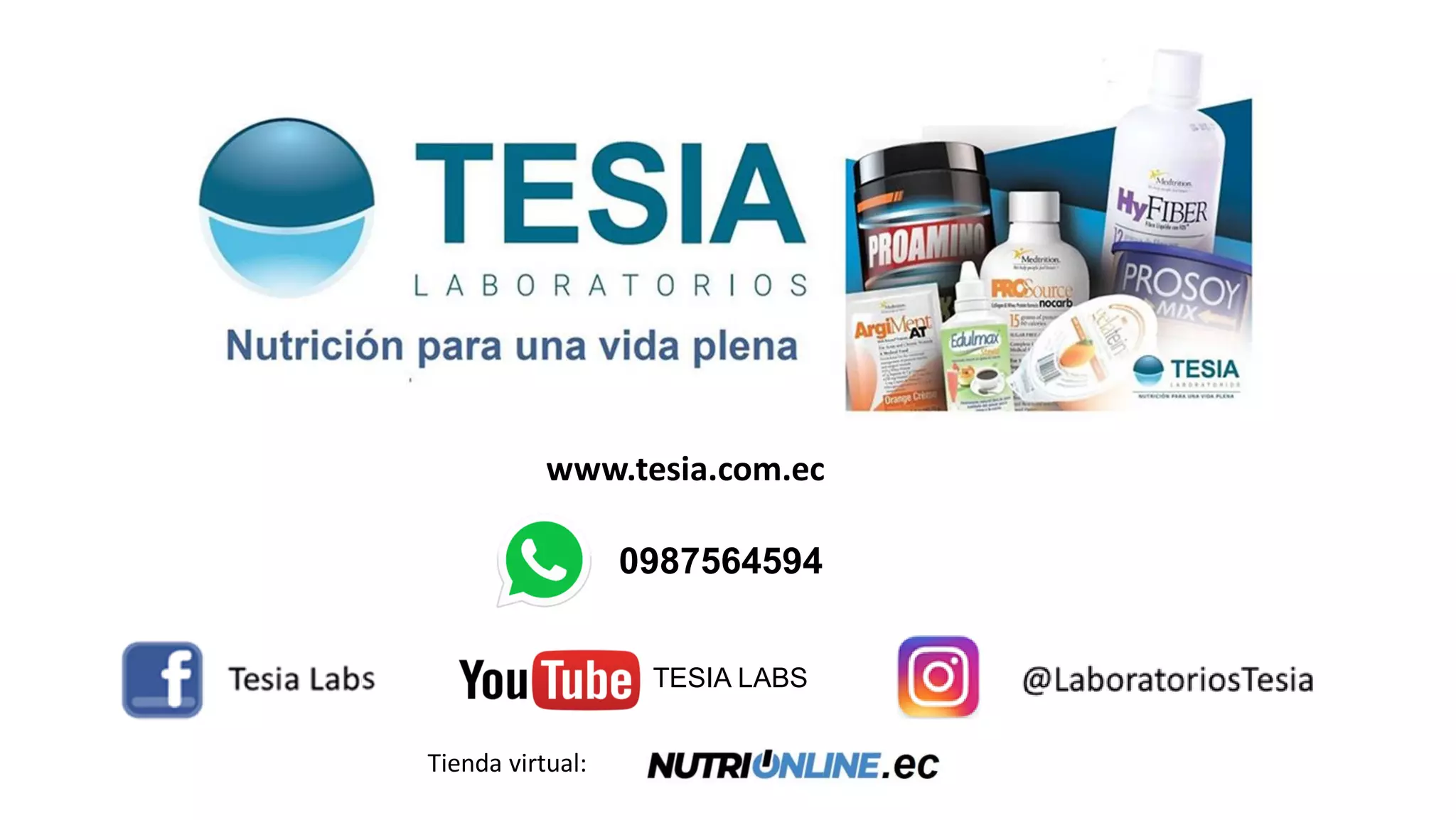 TESIA LABS
0987564594
www.tesia.com.ec
Tienda virtual: