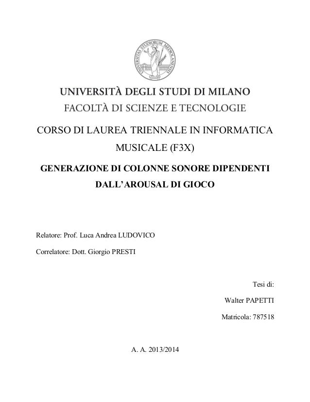 bachelor thesis in italiano