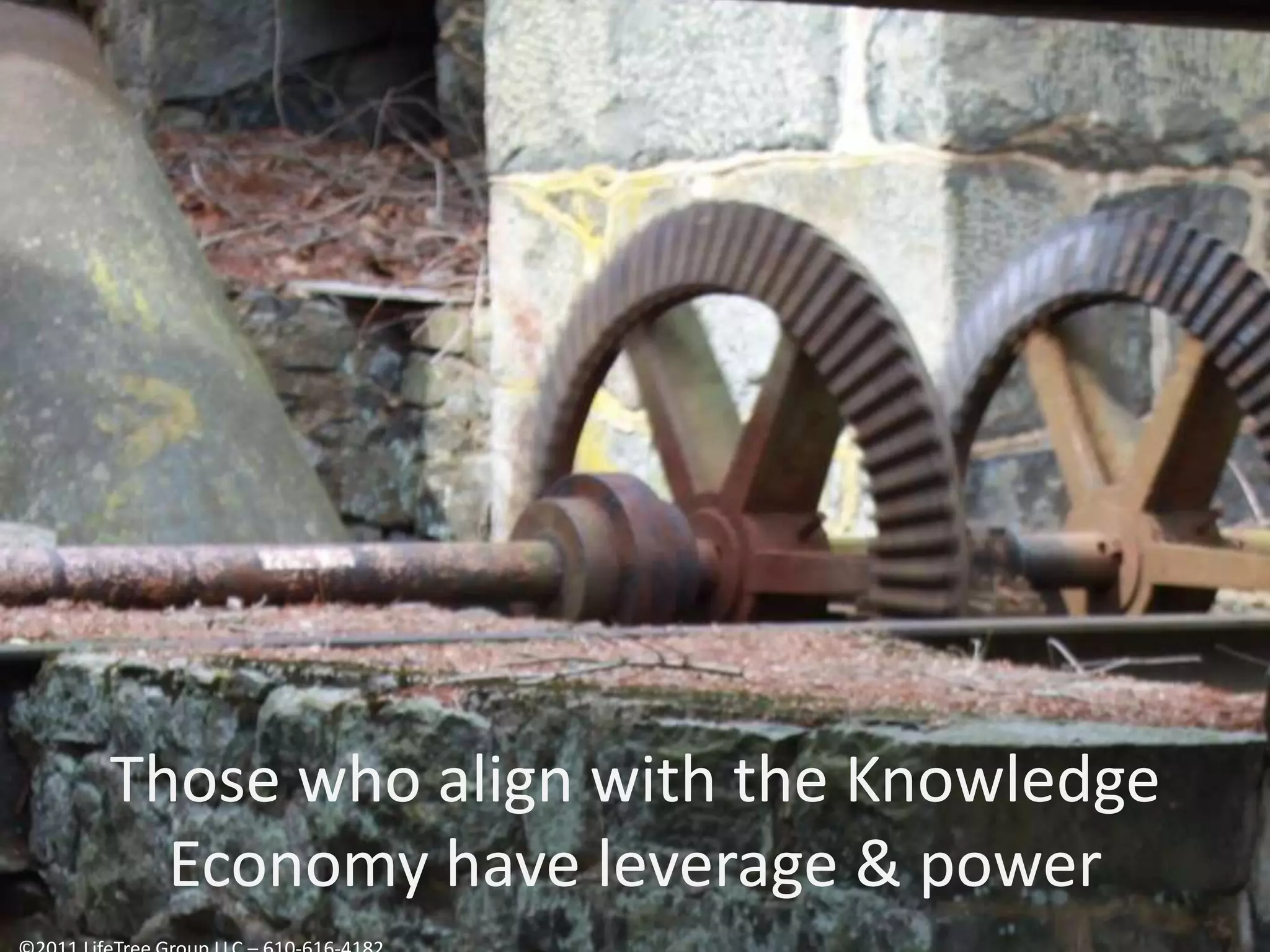 Those who align with the Knowledge Economy have leverage & power©2011 LifeTree Group LLC – 610-616-4182