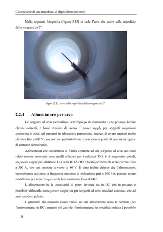 Costruzione di una macchina di deposizione per arco 
dalla pompa rotativa, situata a valle della turbomolecolare. La press...