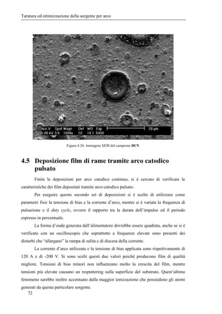Taratura ed ottimizzazione della sorgente per arco 
50 
Tensione Bias (V) 
Corrente (A) 0 -100 -200 -300 -400 
60  