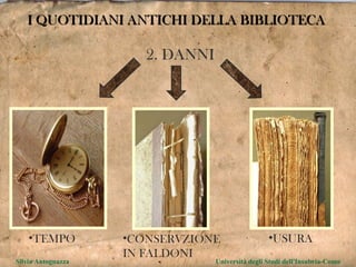 2. DANNI Silvia Antognazza  Università degli Studi dell'Insubria-Como CONSERVZIONE  IN FALDONI USURA I QUOTIDIANI ANTICHI DELLA BIBLIOTECA  TEMPO 