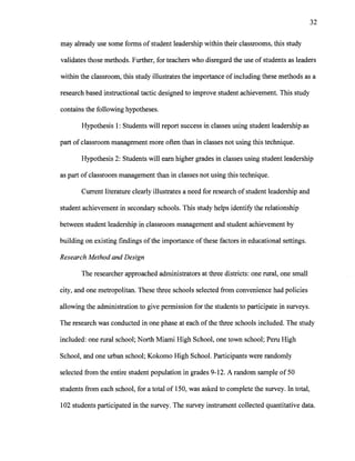 The Impact Of Student Leadership In Classroom Management On Student ...