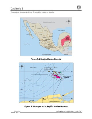 Capítulo 5                                                                                 
Tanques de almacenamiento de petróleo crudo en México 
Figura 3.4 Región Marina Noreste
Figura 3.5 Campos en la Región Marina Noreste
Facultad de ingeniería, UNAM120
 
