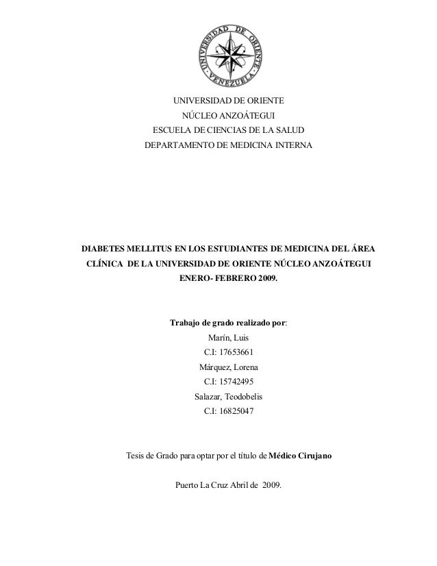 Tesis.diabetes mellitus en los estudiantes de medicina Tesis.diabetes mellitus en los estudiantes de medicina