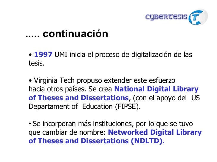 networked digital library of theses and dissertations tesis digitales una forma de difusi 243 n conocimiento networked digital library of theses and dissertations tesis digitales una forma de difusi 243 n conocimiento