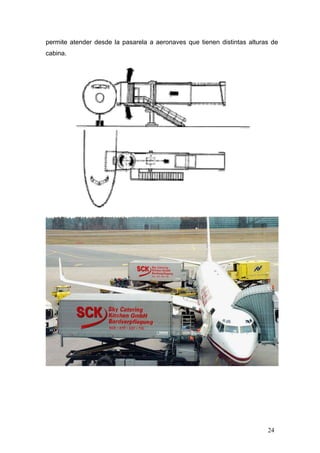 permite atender desde la pasarela a aeronaves que tienen distintas alturas de
cabina.

24

 