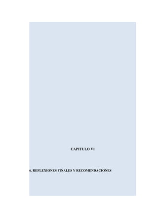 CAPITULO VI
6. REFLEXIONES FINALES Y RECOMENDACIONES
 