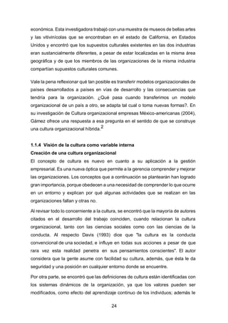 LA CULTURA ORGANIZACIONAL Y SU INCIDENCIA EN EL DESEMPEÑO DE LA GESTIÓN ...