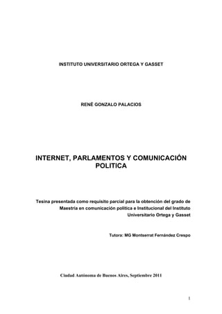 Tesis Internet, Parlamentos y comunicación politica
