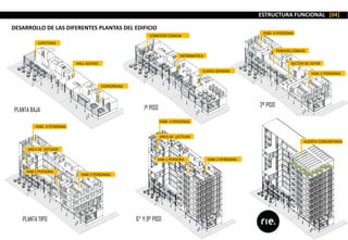 ESTRUCTURA FUNCIONAL [04]
DESARROLLO DE LAS DIFERENTES PLANTAS DEL EDIFICIO
PLANTA BAJA 1º PISO 2º PISO
PLANTA TIPO 6° Y 9º PISO
CAFETERIA
HALL ACCESO
COWORKING
COMEDOR COMUN
INFORMATICA
CLASES IDIOMAS
HABI 2 PERSONAS
SECTOR DE ESTAR
TERRAZA COMUN
HABI. 4 PERSONAS
AREA DE ESTUDIO
AREA DE LECTURA
HABI. 4 PERSONAS
HABI. 4 PERSONAS
HABI 2 PERSONAS
HAB 1 PERSONA
HAB 1 PERSONA HABI 2 PERSONAS
HUERTA COMUNITARIA
 