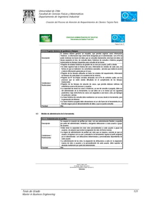Universidad de Chile
               Facultad de Ciencias Físicas y Matemáticas
               Departamento de Ingeniería Industrial

                     Creación del Proceso de Atención de Requerimientos de Clientes Tarjeta Paris




Tesis de Grado                                                                                      131
Master in Business Engineering
 