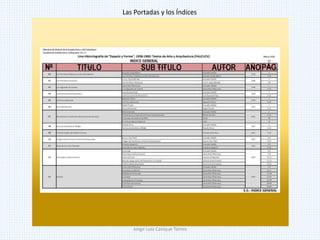 Las Portadas y los Índices
Jorge Luis Casique Torres
 