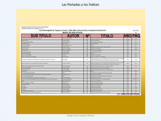 Las Portadas y los Índices
Jorge Luis Casique Torres
 