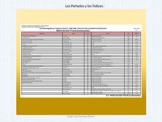 Las Portadas y los Índices
Jorge Luis Casique Torres
 