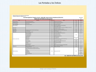 Las Portadas y los Índices
Jorge Luis Casique Torres
 