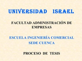 Tecnológico  Sudamericano CARRERA DE MERCADEO Y COMERCIO ELECTRONICO PROCESO  DE  TESIS Ing. Carlos Piña, 2008 