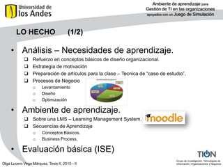 Propuesta de Guía para diseño de juegos de simulación en este ambiente de aprendizaje.