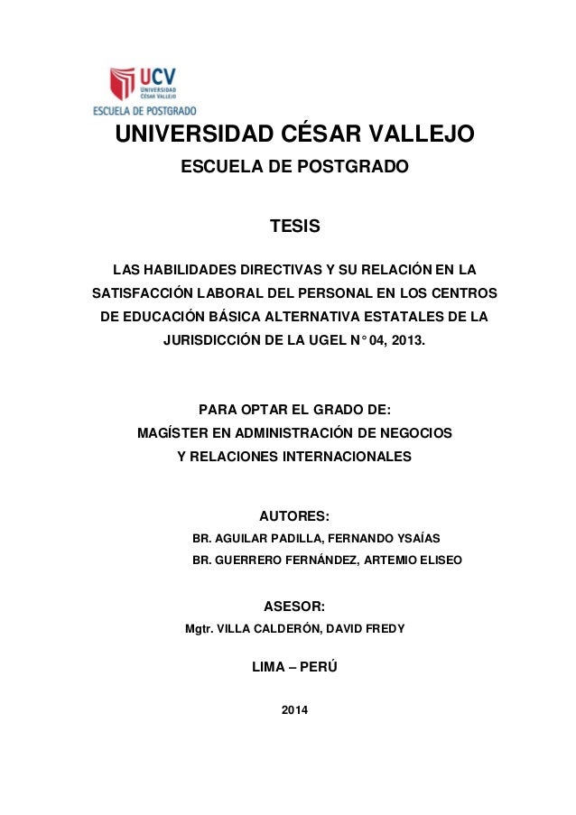 Tesis mba habilidades directivas y satisfaccion laboral en 
