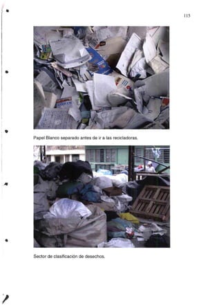 l .
•
•
...
•
Papel Blanco separado antes de ir a las reciclado ras.
Sector de clasificación de desechos.
115
 