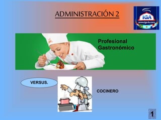 ADMINISTRACIÓN2
1
Profesional
Gastronómico
VERSUS.
COCINERO
 
