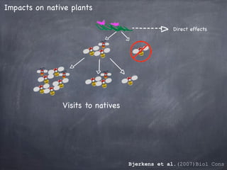 Bjerkens et al.(2007)Biol Cons
Visits to natives
Direct effects
Impacts on native plants
 