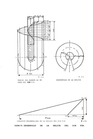 2




                           E   i:4                                        E    i:4

   DIBUJO DEL ALZADO D E UN                     DESARROLLO    DE   LA HELICE
   PAS0 DEL SIN F I N




                                                                               13     14




  13

                                     nx20 5

  LONGITUD DESARROLLADA DE LA H E L I C E D E L S I N F I N                    E     1:s


FIGuRA65. DESARROLLO           DE     LA      HELICE      DEL       SIN       FIN.
 
