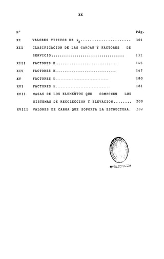 xx


NO                                                                                                PBg.

XI      VALORES TIPICOS DE k d . . . . . . . . . . . . . . . . . . . . . .                        101

XI1     CLASIFICACION DE LAS CARGAS Y FACTORES                                              DE

        SERVICIO          ...................................                                     132

XI11    F A C T O R E S K.................................                                        146

XIV     F A C T O R E S K.................................                                        147

xv      FACTORES K . . . . . . . . . . . . . . . . . . . . . . . . . . . . . . . . .              180

XVI     FACTORES K . . . . . . . . . . . . . . . . . . . . . . . . . . . . . . . . .              181

XVII    M A S A S DE L O S ELEMENTOS QUE                                   COMPONEN        LOS

        SISTEMAS DE RECOLECCION Y ELEVACION                                            ........   200

XVIII   VALORES DE CARGA QUE SOPORTA L A ESTRUCTURA.                                              204
 