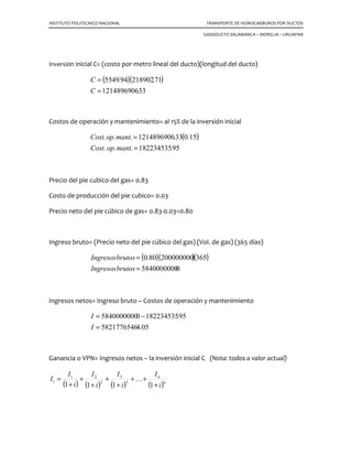 INSTITUTO POLITECNICO NACIONAL TRANSPORTE DE HIDROCARBUROS POR DUCTOS
GASODUCTO SALAMANCA – MORELIA – URUAPAN
 