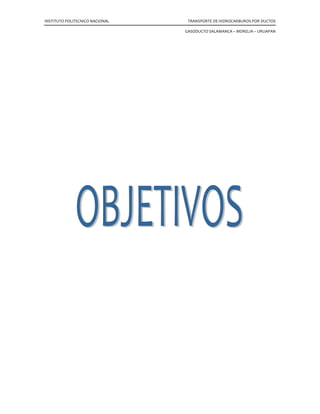 INSTITUTO POLITECNICO NACIONAL TRANSPORTE DE HIDROCARBUROS POR DUCTOS
GASODUCTO SALAMANCA – MORELIA – URUAPAN
 