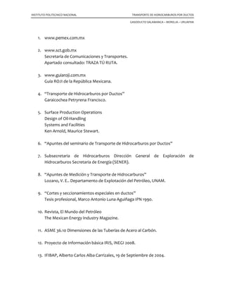 INSTITUTO POLITECNICO NACIONAL TRANSPORTE DE HIDROCARBUROS POR DUCTOS
GASODUCTO SALAMANCA – MORELIA – URUAPAN
 