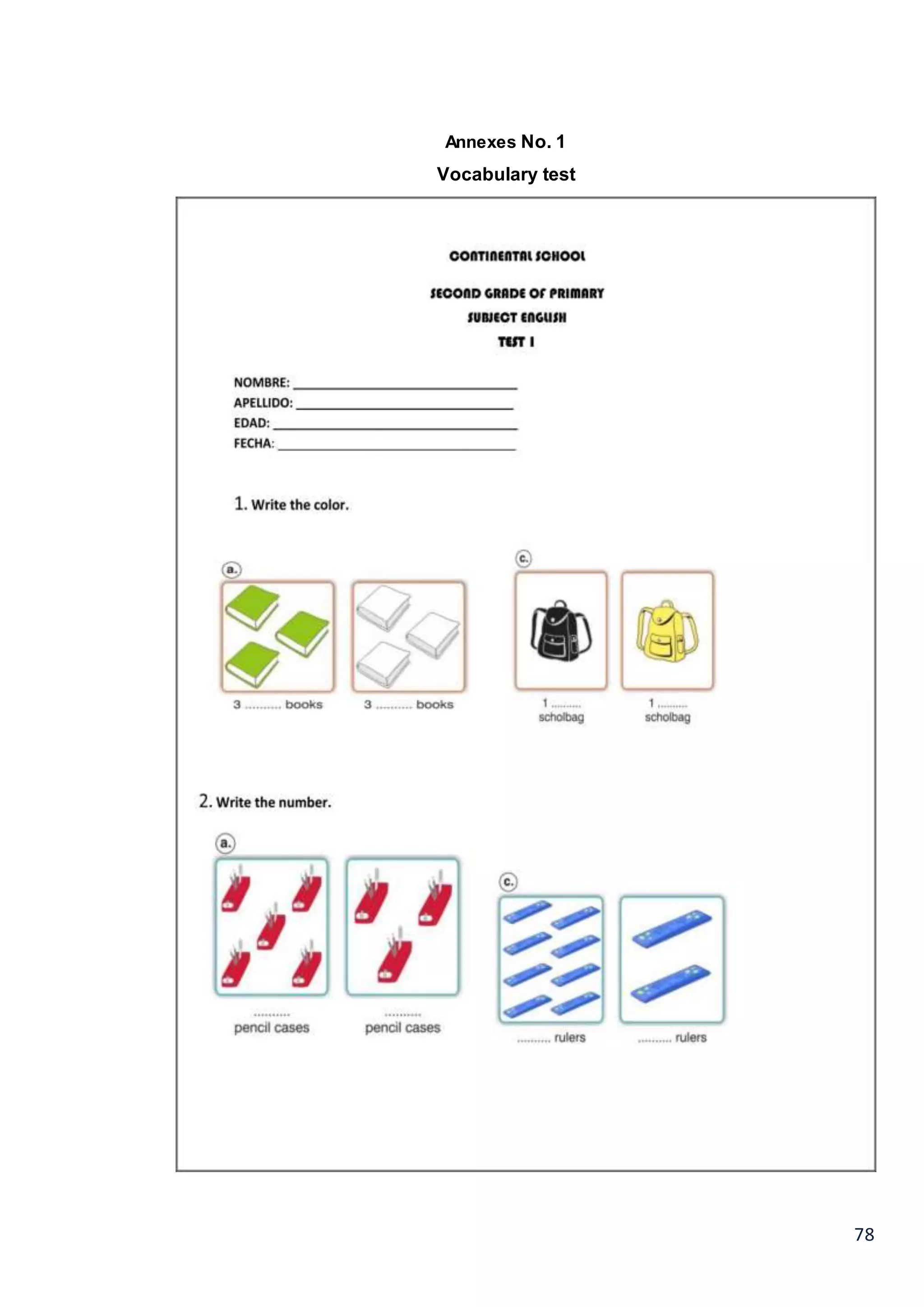 78
Annexes No. 1
Vocabulary test
 