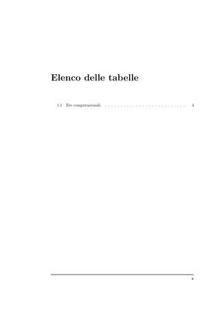 Elenco delle tabelle

 1.1   Ere computazionali. . . . . . . . . . . . . . . . . . . . . . . . . . .   4




                                                                                 v
 