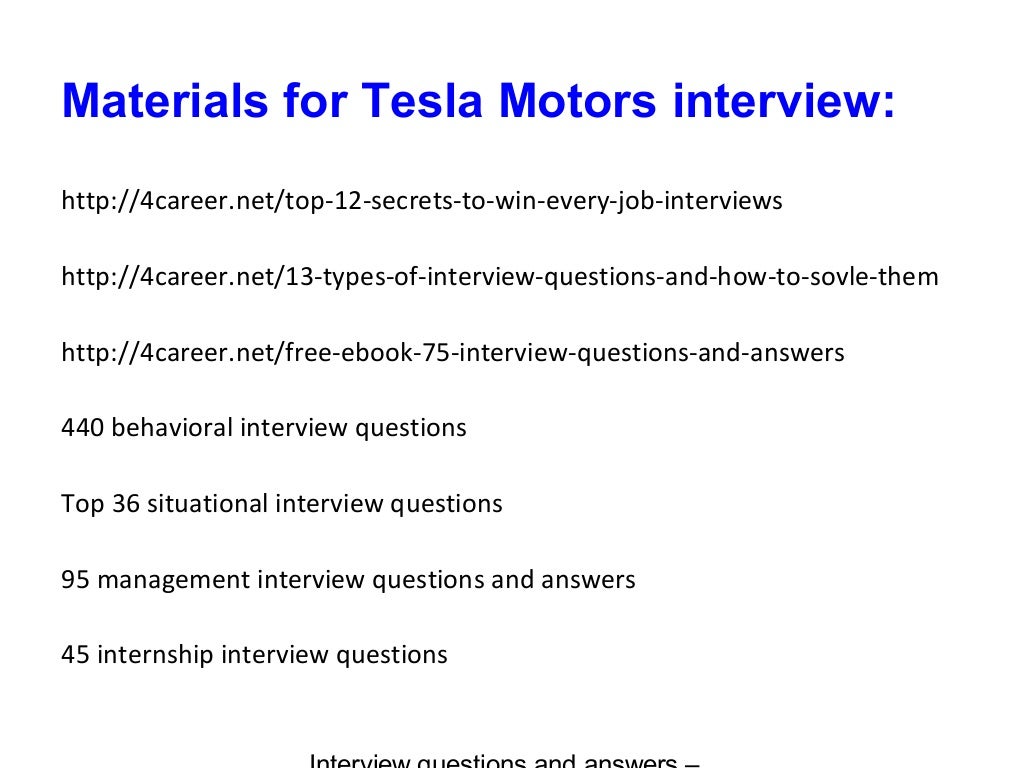 Tesla motors interview questions and answers