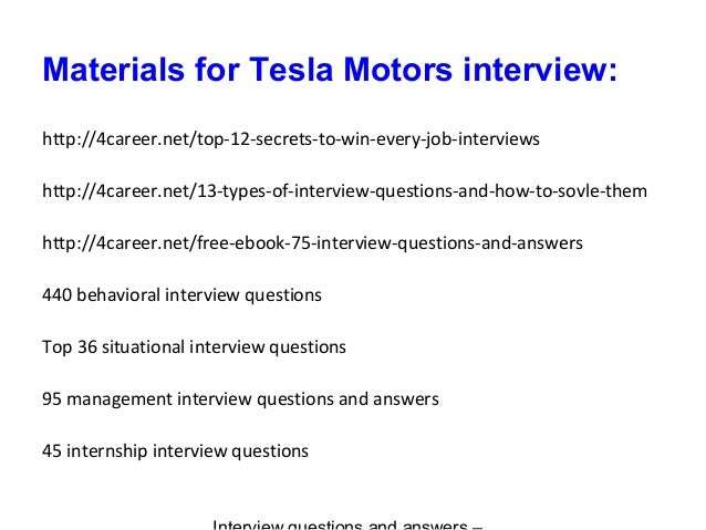 tesla motors interview questions