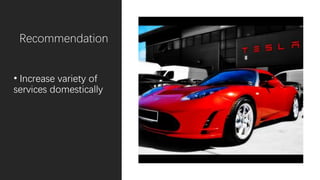 Recommendation
• Increase variety of
services domestically
 