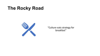 The Rocky Road
“Culture eats strategy for
breakfast”
 