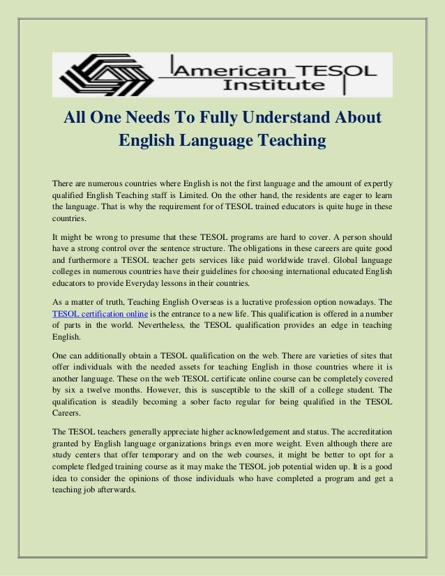 35 Tesol Certification Online Accredited Background