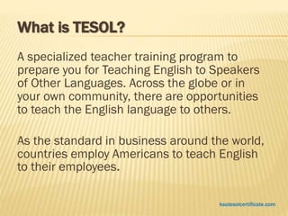 FAQs for TESOL: Teaching English to Speakers of Other Languages | PPTX