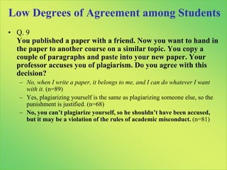 Reformers in both areas have sought new practices and metaphors for framing institutional change in an international context.This research examines the attitudes towards plagiarism and intellectual property of international students and teachers at a large Midwestern university.