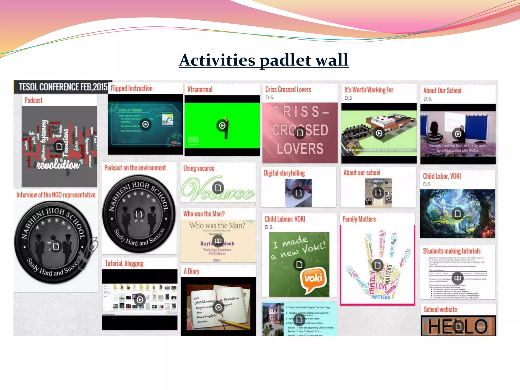 Activities padlet wall
 
