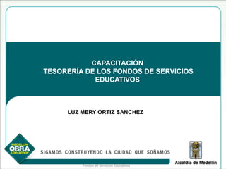 CAPACITACIÓN
TESORERÍA DE LOS FONDOS DE SERVICIOS
            EDUCATIVOS



     LUZ MERY ORTIZ SANCHEZ




         Fondos de Servicios Educativos
 