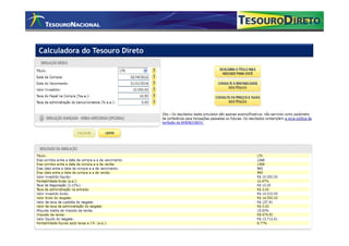 Calculadora do Tesouro Direto
 