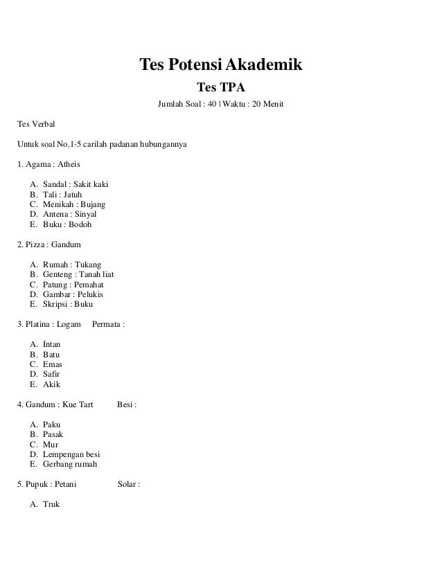 Tes Potensi Akademik By Wikeo