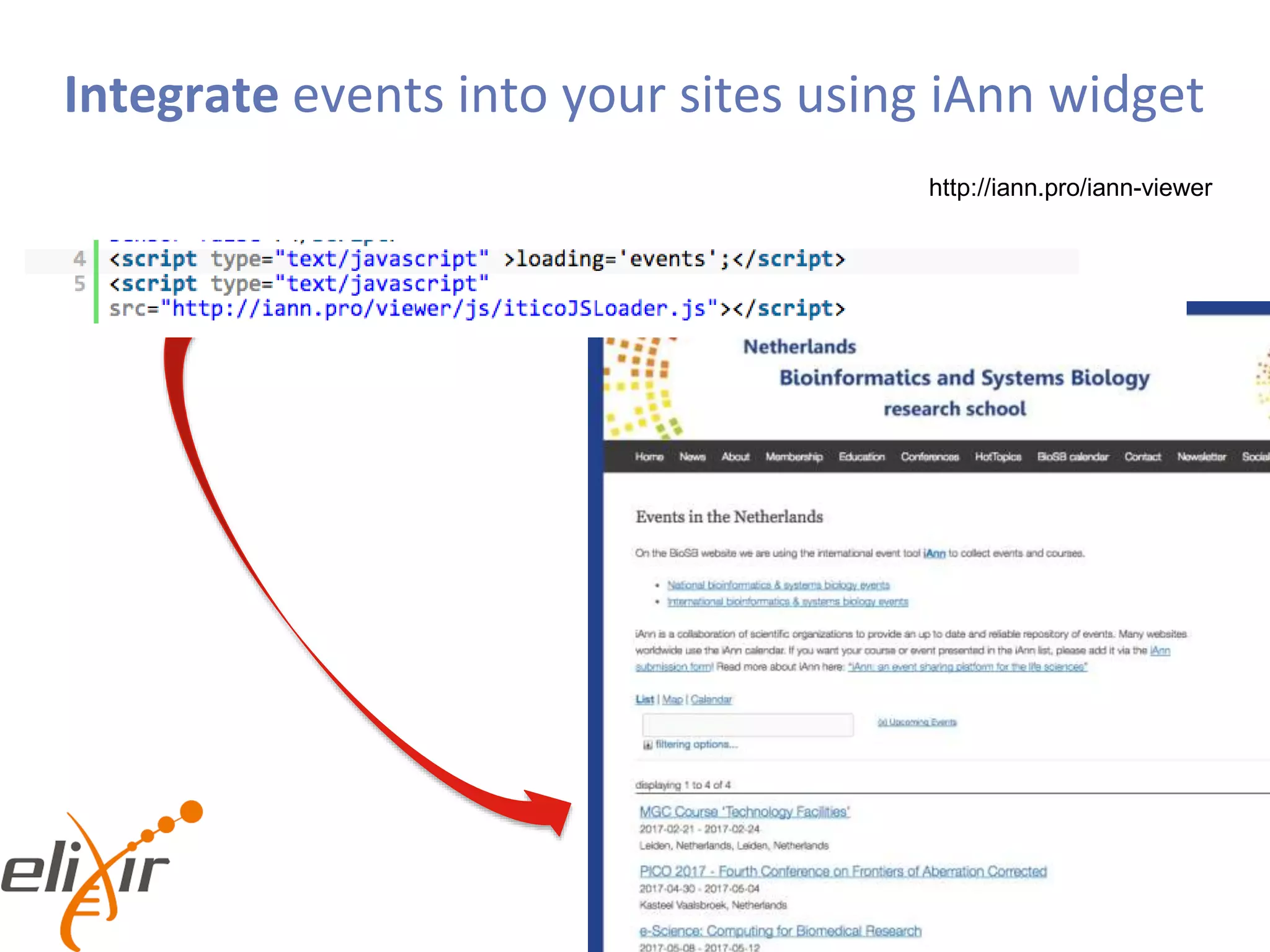 Integrate events into your sites using iAnn widget
http://iann.pro/iann-viewer
 