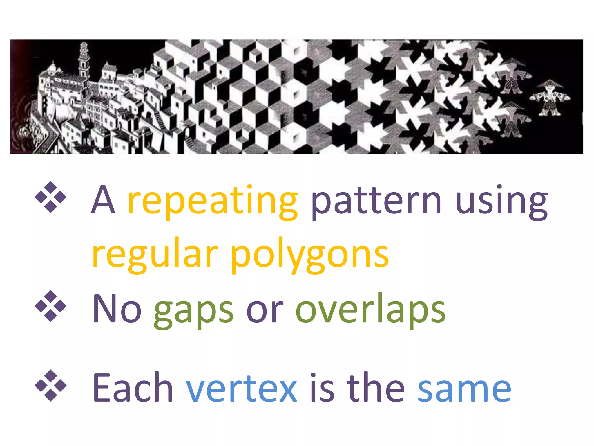 A repeating pattern using regular polygons